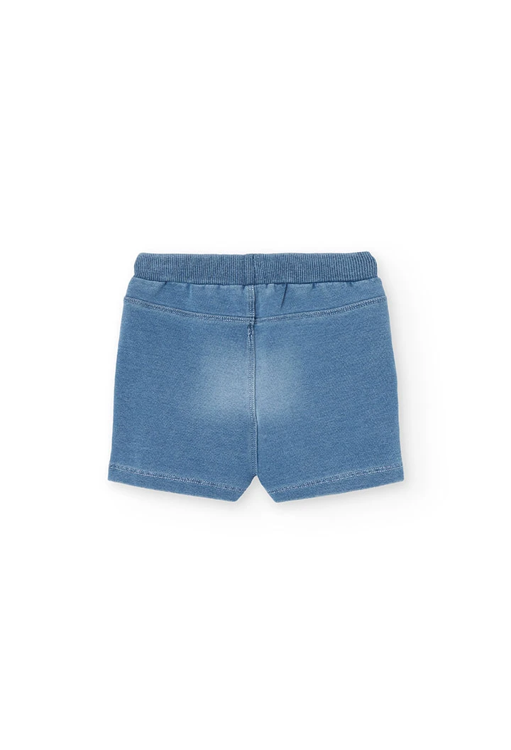 Bermuda felpa denim para bebé niño en bleach