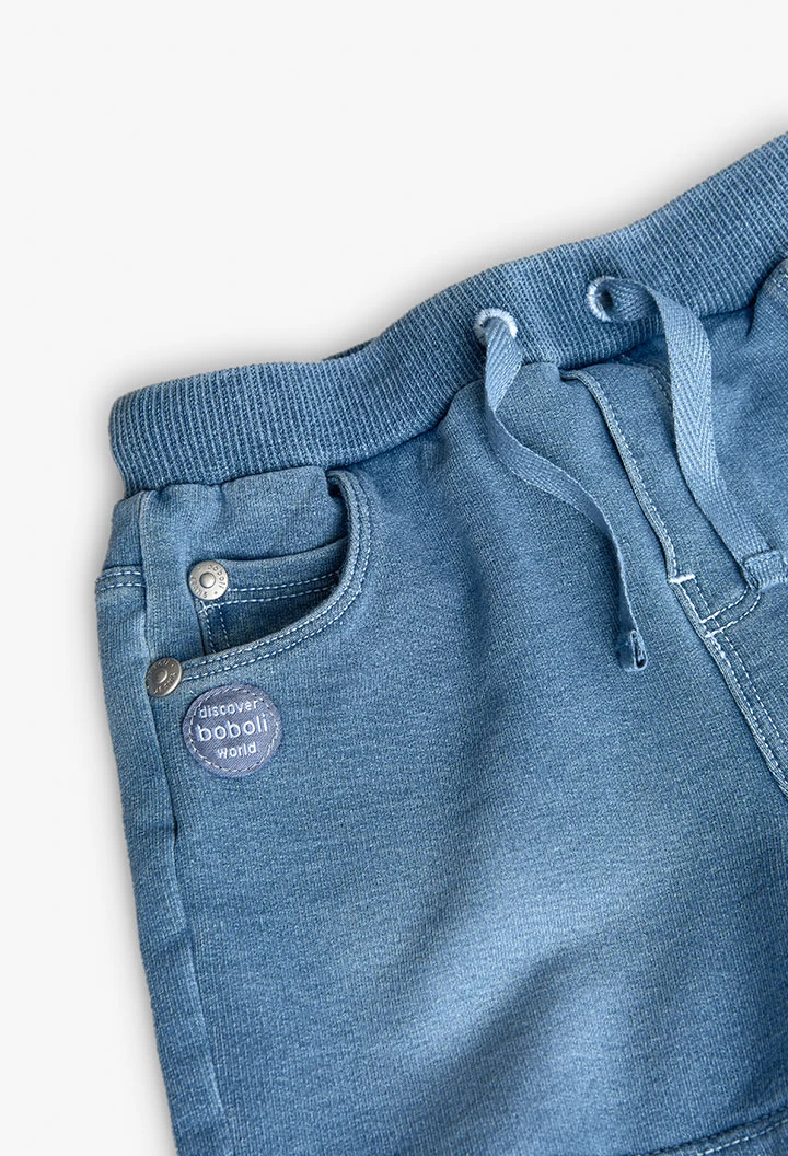 Bermuda felpa denim para bebé niño en bleach