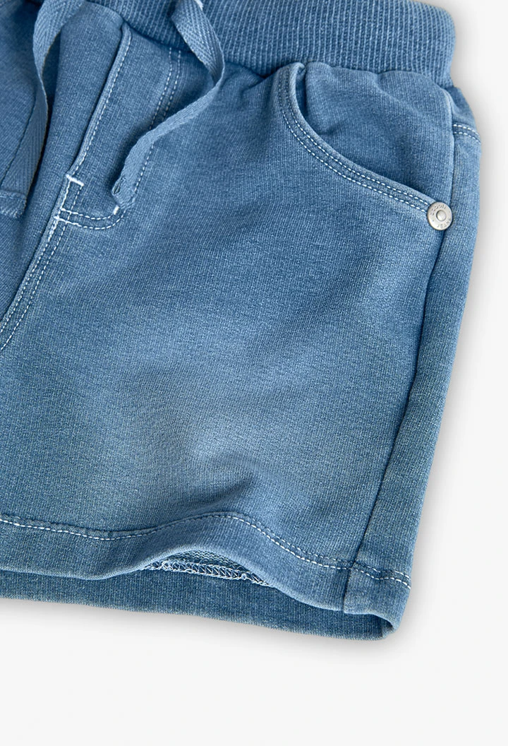 Bermuda felpa denim para bebé niño en bleach