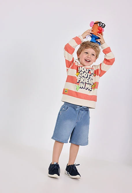 Bermuda da bambino in denim bianco