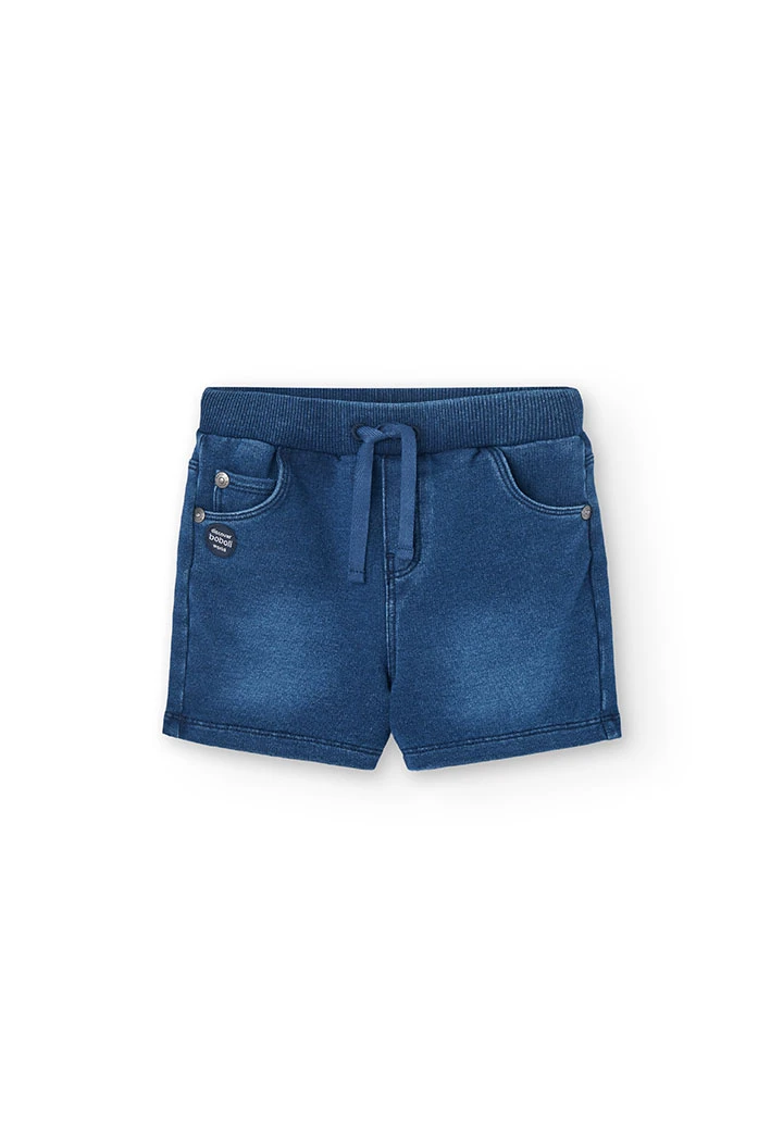 Bermuda felpa denim para bebé niño en azul