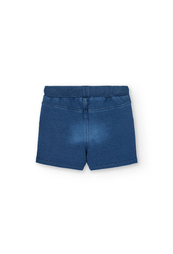 Bermuda felpa denim para bebé niño en azul