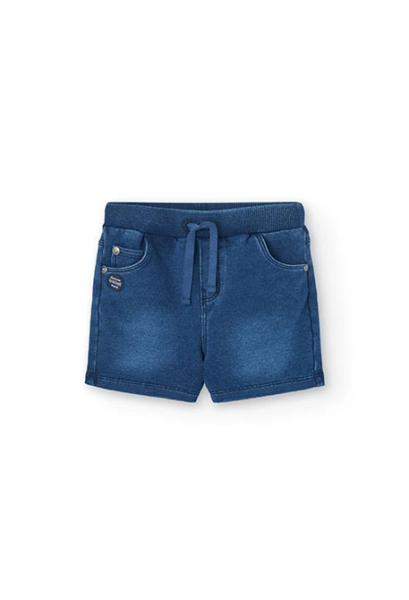 Bermuda felpa denim para bebé niño en azul