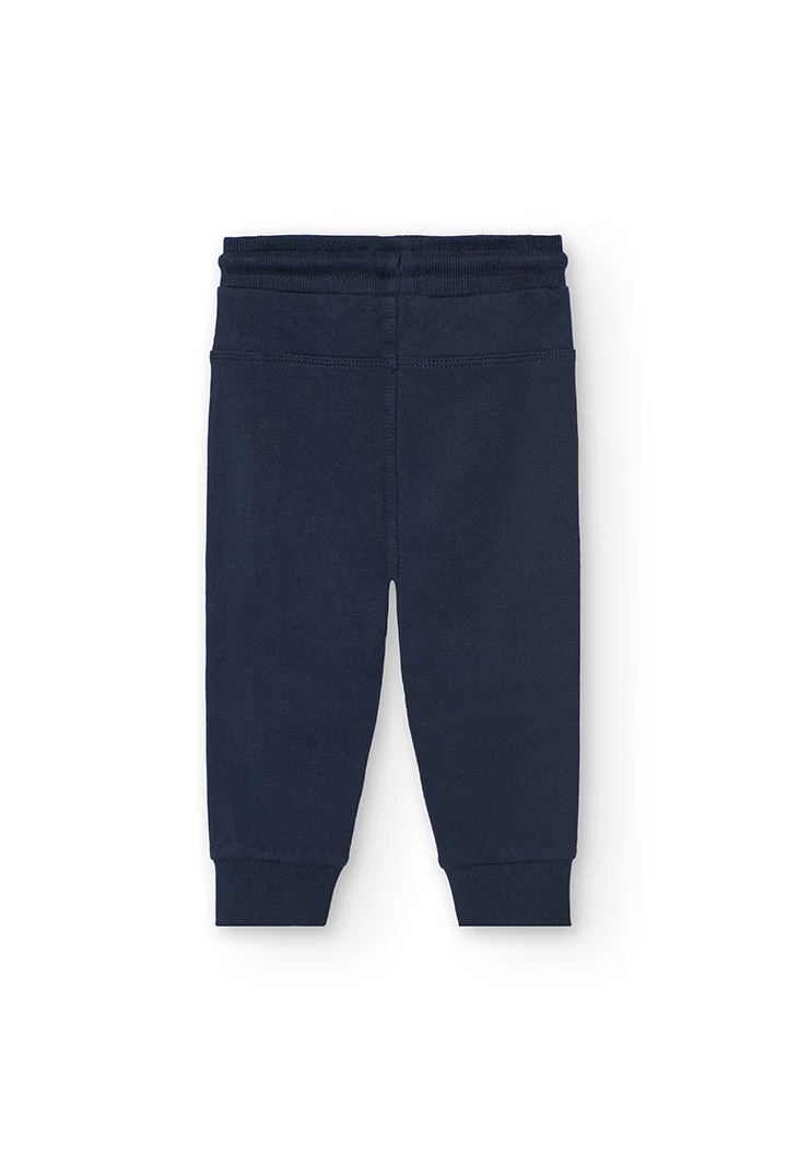 Baby boy jogger trousers in navy blue fleece
