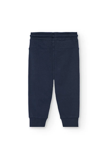 Baby boy jogger trousers in navy blue fleece