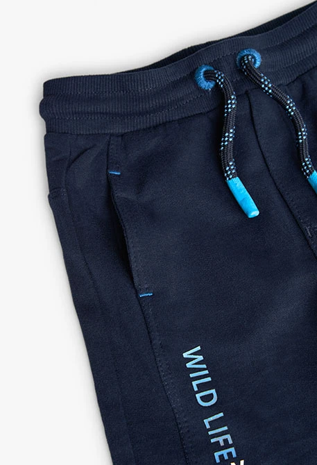 Baby boy jogger trousers in navy blue fleece