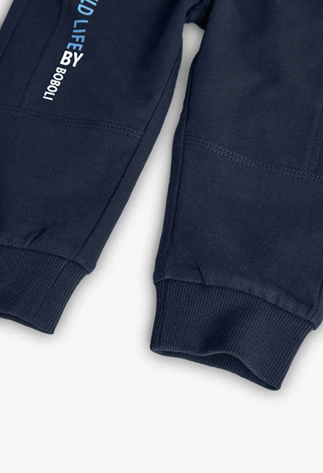 Baby boy jogger trousers in navy blue fleece