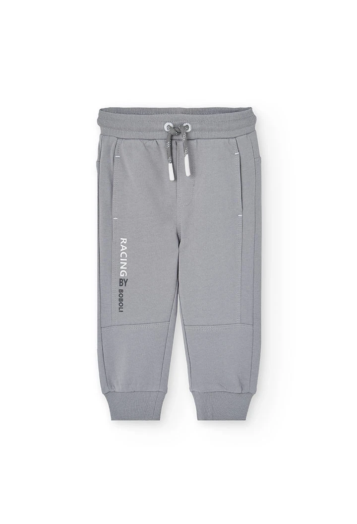 Baby boy jogger fleece trousers in grey colour
