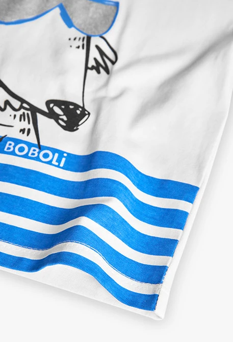 T-shirt basique en maille pour bébé garçon blanche avec imprimé chien