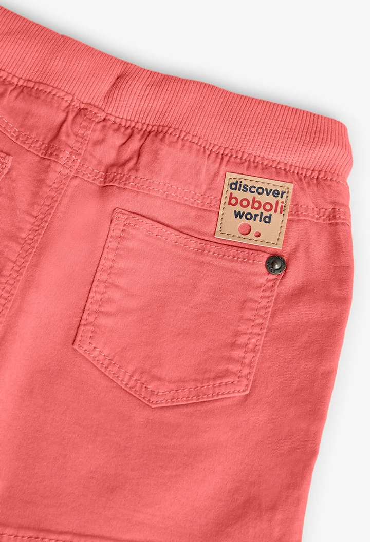 Elastic twill shorts for baby boy in red