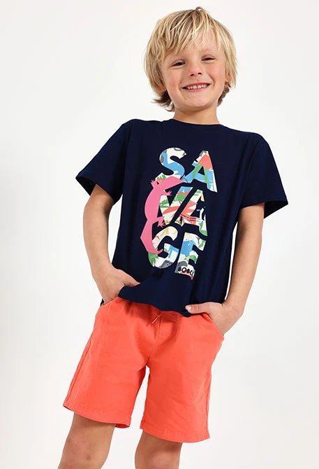 Bermudas de gabardina elástica para bebé niño en rojo