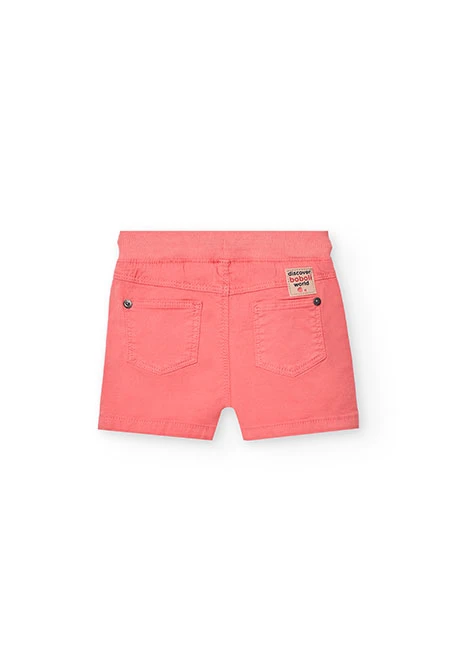 Elastic twill shorts for baby boy in red
