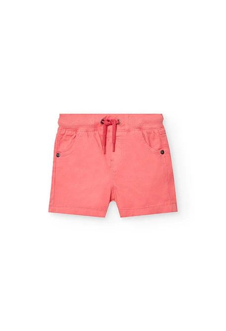 Elastic twill shorts for baby boy in red