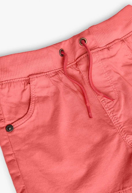 Elastic twill shorts for baby boy in red