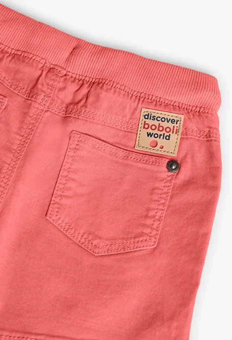 Elastic twill shorts for baby boy in red