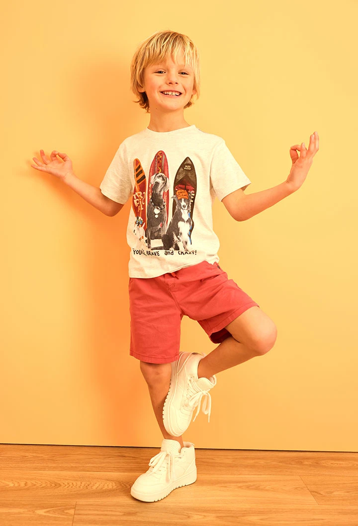 Burgundy stretch gabardine shorts for baby boy