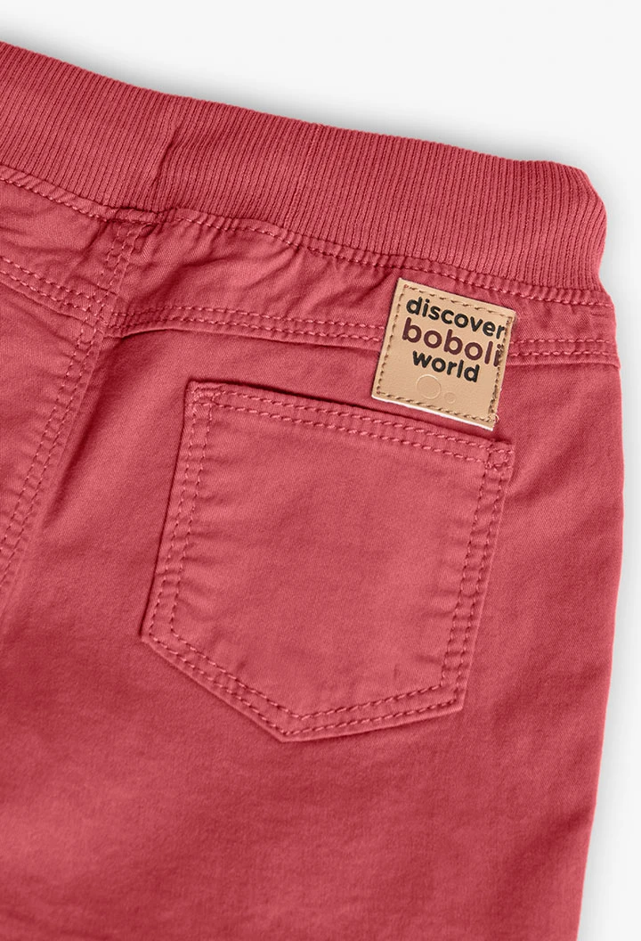 Bermuda in gabardina elasticizzata per neonato in colore granata