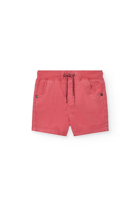 Bermudas de gabardina elástica para bebé menino em cor grená