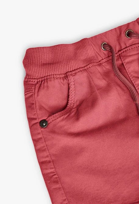 Bermudas de gabardina elástica para bebé menino em cor grená