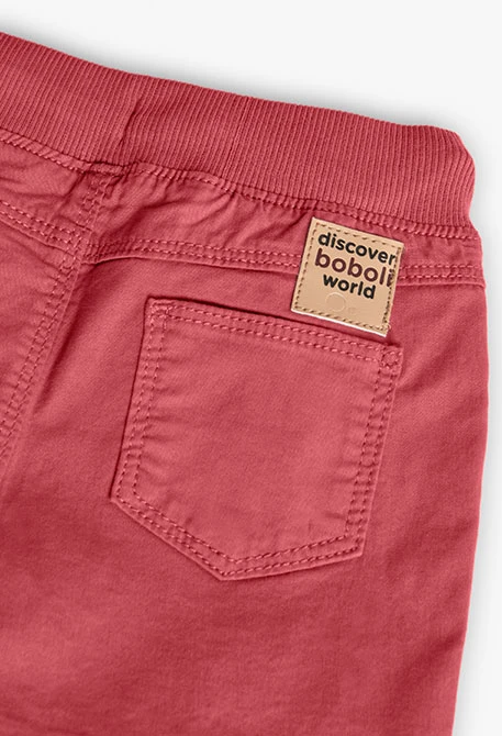 Elastische Gabardine-Bermudashorts für Jungen in Granatfarbe