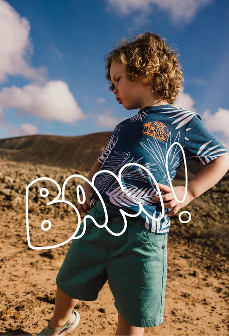 Bermudas de gabardina elástica de bebé niño en color verde