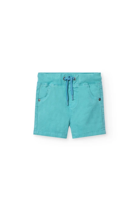 Baby boy stretch twill bermuda shorts in green