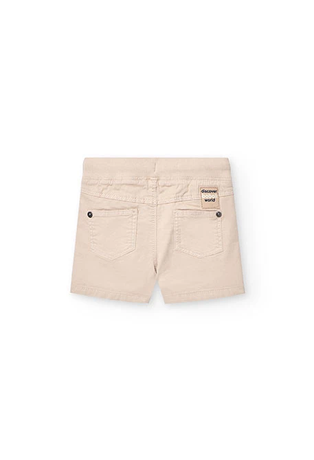 Bermudas de gabardina elástica para bebé menino em cor bege