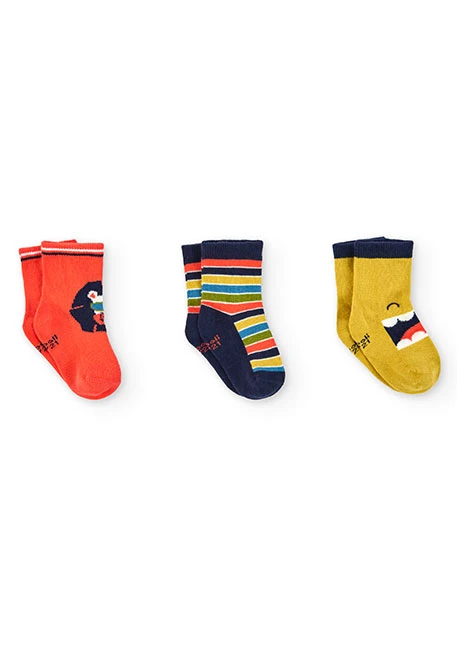 Pack of knitted socks for baby boy in red