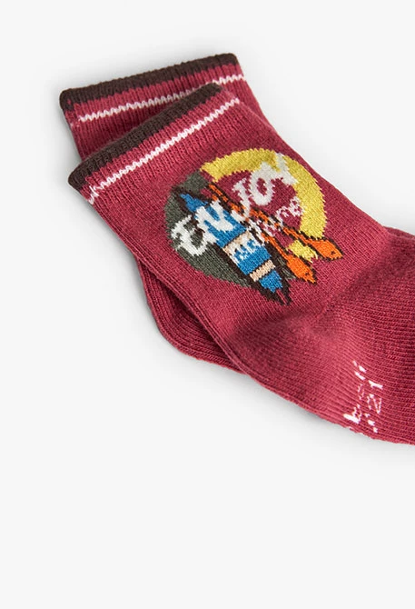 Pack of knitted socks for baby in maroon colour