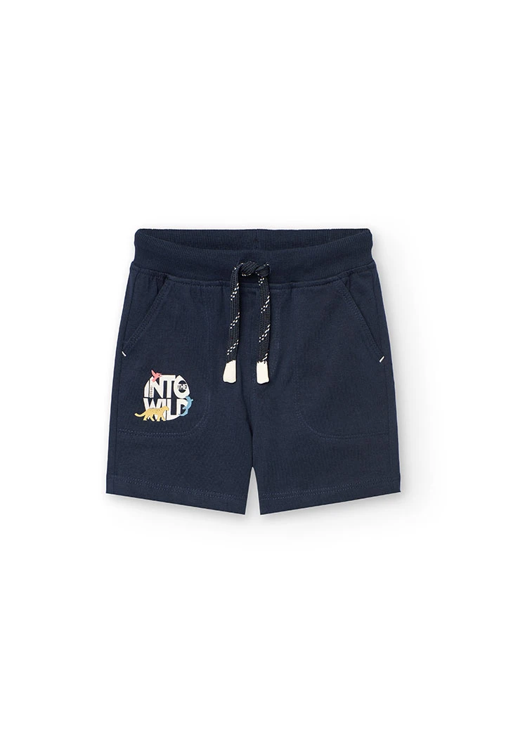 Basic-Strickshorts für Babyjungen in Marineblau.