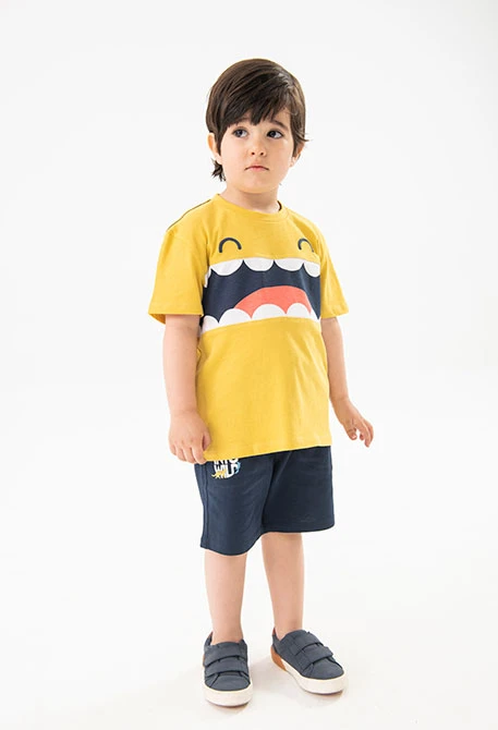 Basic knit shorts for baby boy in navy blue