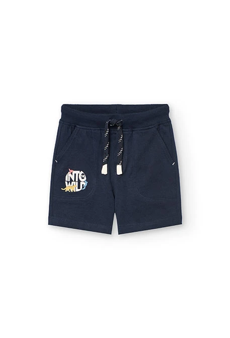 Basic knit shorts for baby boy in navy blue