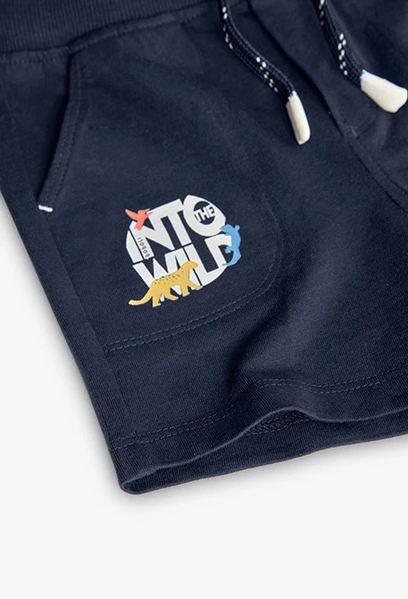 Basic knit shorts for baby boy in navy blue
