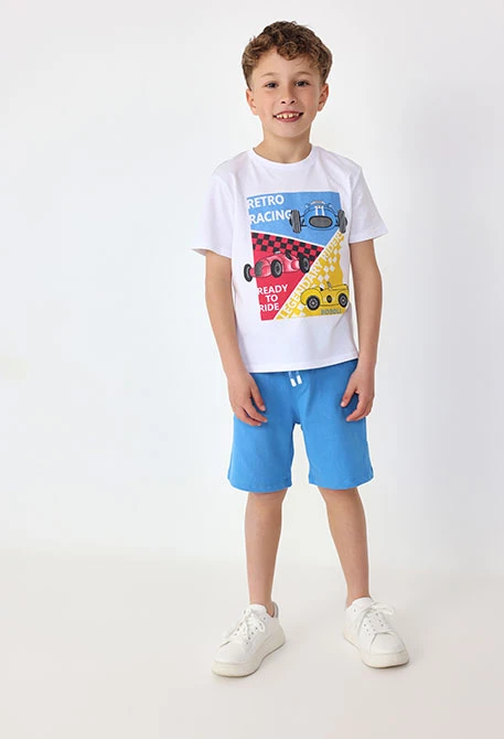 Bermuda basic in maglia per bambino in blu