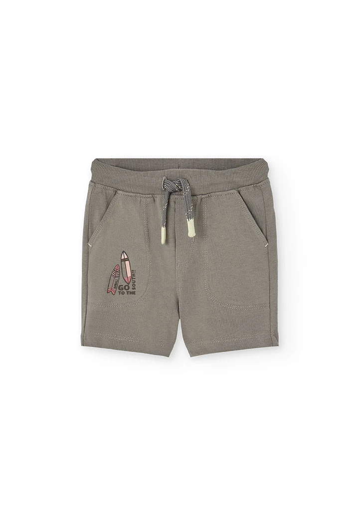Bermuda basic in maglia per bambino in colore marrone.