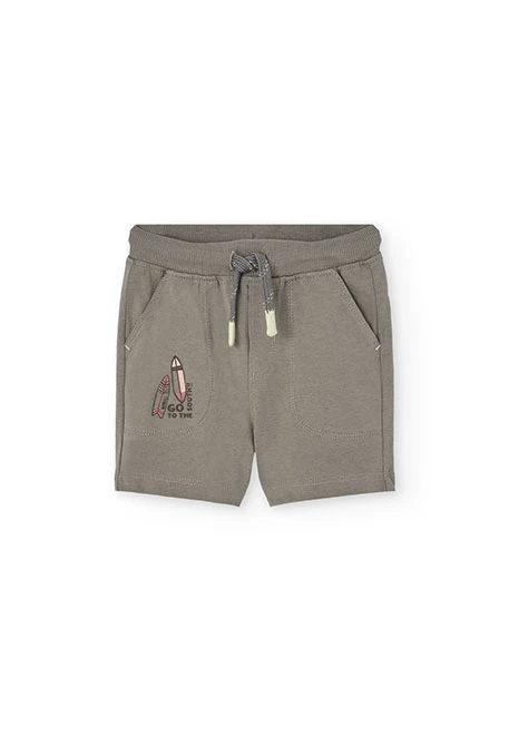 Bermudas básicas de punto para bebé niño en color marrón