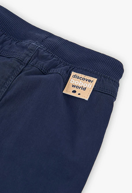 Elastic gabardine trousers for baby boy in navy blue