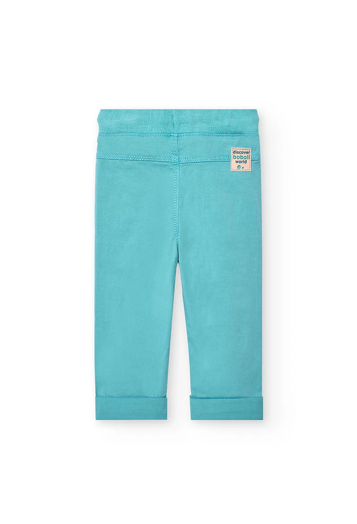 Pantalón de gabardina elástico para bebé niño en verde