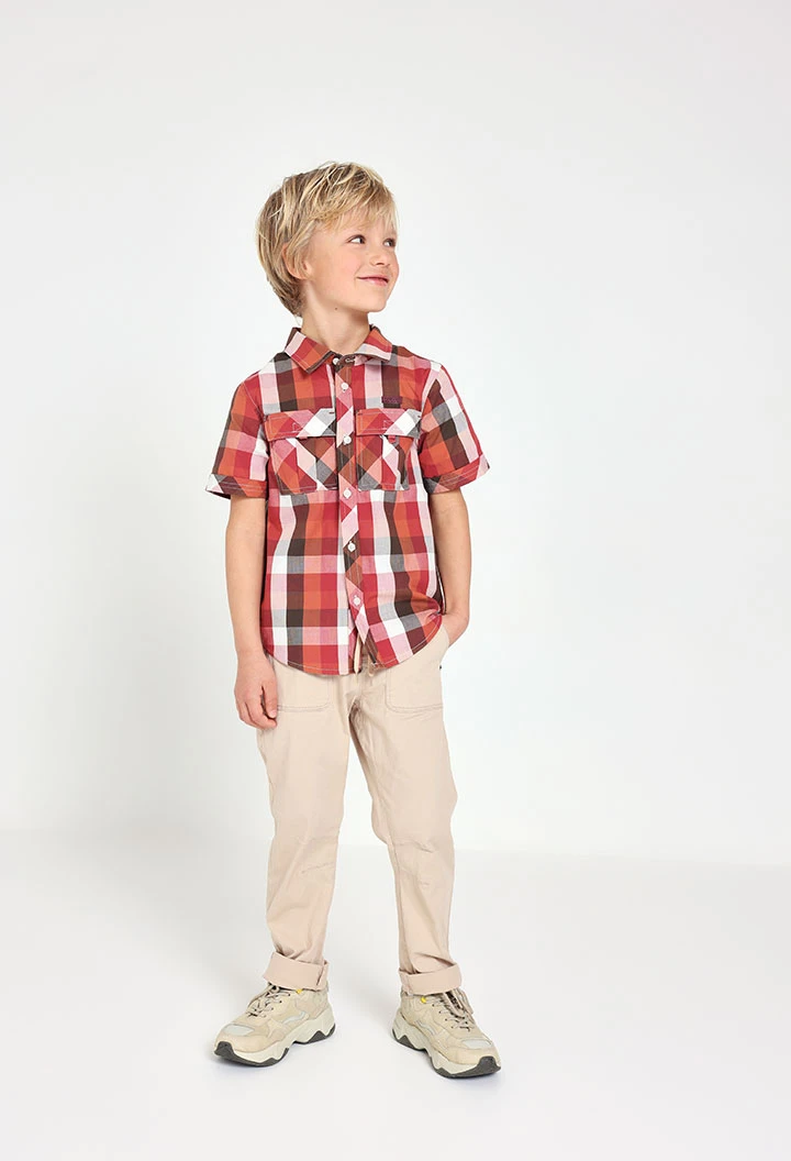 Pantalone in gabardine elasticizzata per bambino in beige