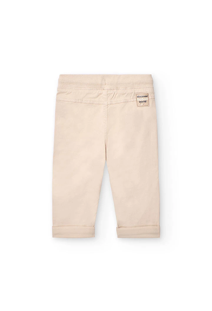 Pantalone in gabardine elasticizzata per bambino in beige