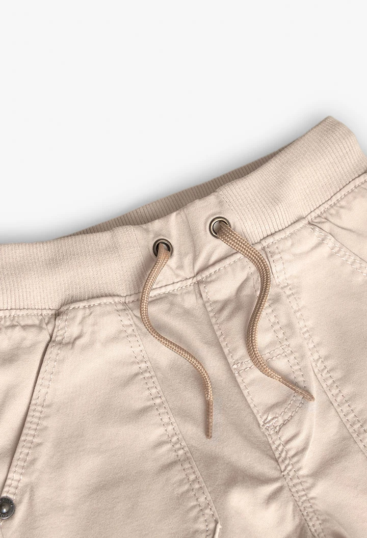Pantalone in gabardine elasticizzata per bambino in beige