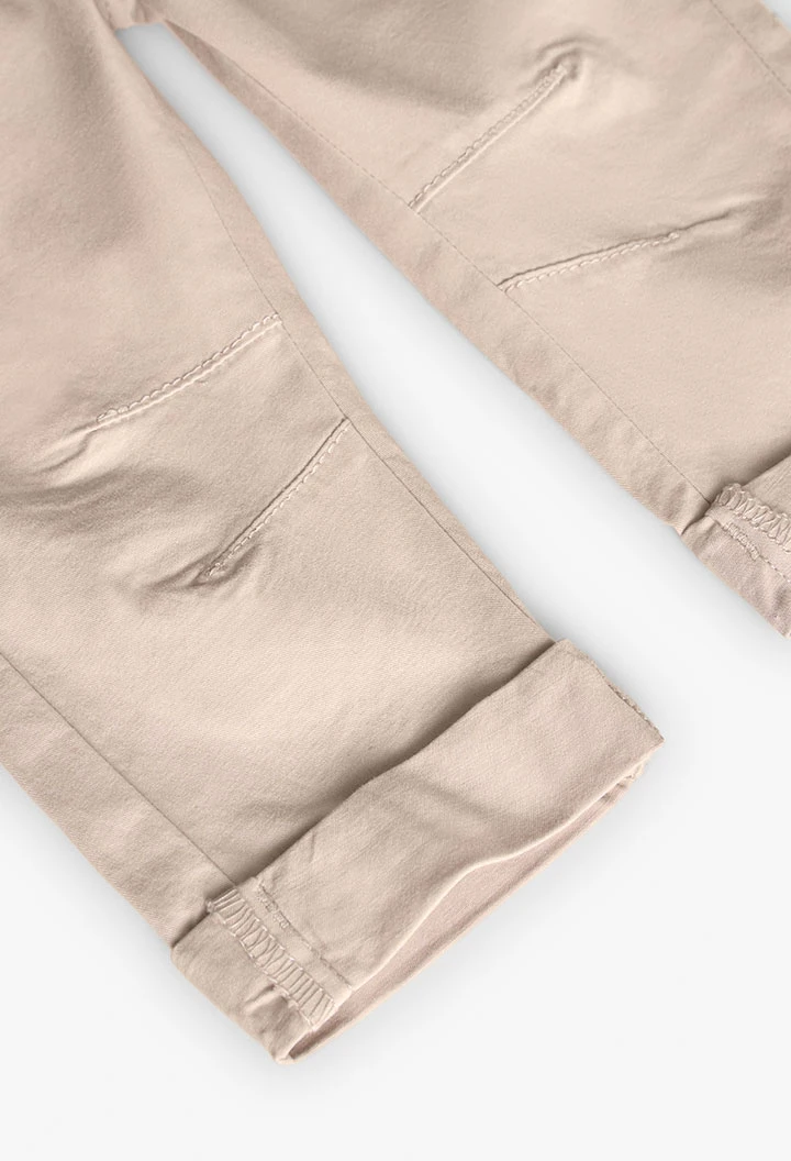 Pantalone in gabardine elasticizzata per bambino in beige