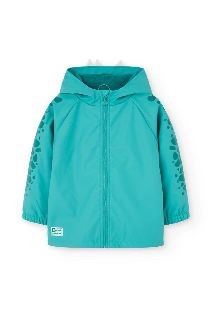 Imperméable à capuche animaux vert turquoise