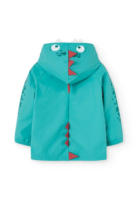 Hooded turquoise green animal raincoat