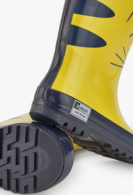 Yellow boots with animal faces