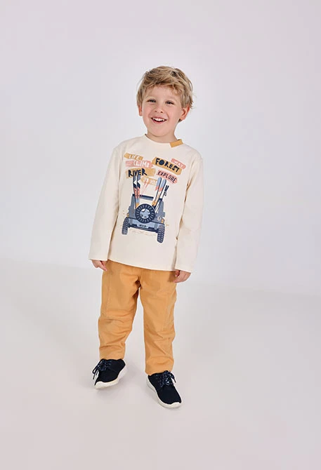 Elastic knit yellow trousers for boy