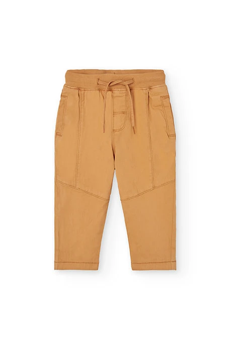 Pantalon garçon en maille élastique jaune