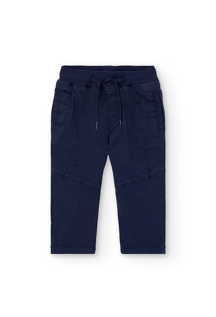 Navy blue boy´s stretch knit trousers