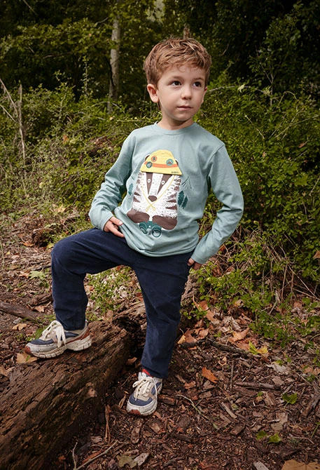 Navy blue boy´s stretch knit trousers