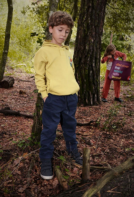 Navy blue boy´s stretch knit trousers